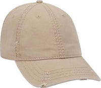 OTTO 104-1018 Distressed Superior Garment Washed Cotton Twill Low Profile Pro Style Cap - Khaki | HIT a Double
