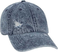OTTO 104-1250 6 Panel Low Profille Snow Washed Distressed Denim Cap - Navy | HIT a Double