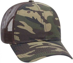 OTTO 105-1247 6 Panel Low Profile Syle Camouflage Cotton Twill Mesh Back Cap - Camo BrownMesh | HIT a Double