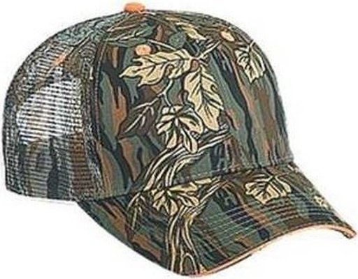 OTTO 106-752 Camouflage 6 Panel Low Profile Mesh Back Trucker Cap - Dark Green Khaki Brown | HIT a Double