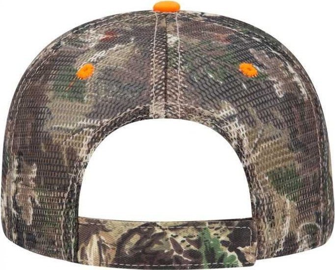 OTTO 106-752 Camouflage 6 Panel Low Profile Mesh Back Trucker Cap - Light Loden Brown Kelly | HIT a Double