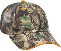 OTTO 106-752 Camouflage 6 Panel Low Profile Mesh Back Trucker Cap - Light Loden Brown Kelly | HIT a Double