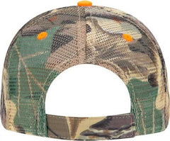 OTTO 106-752 Camouflage 6 Panel Low Profile Mesh Back Trucker Cap - Khaki Brown Light Olive Green | HIT a Double