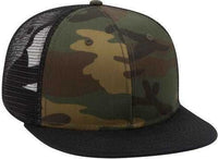 OTTO 153-1120 Otto Snap Camouflage 6 Panel Mid Profile Mesh Back Trucker Snapback Cap - Black Dark Green Brown Black - HIT a Double - 1