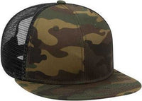 OTTO 153-1120 Otto Snap Camouflage 6 Panel Mid Profile Mesh Back Trucker Snapback Cap - Dark Green Brown Black | HIT a Double