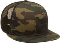 OTTO 153-1120 OTTO Snap Camouflage 6 Panel Mid Profile Mesh Back Trucker Snapback Cap - Dark Green Brown Dark Brown | HIT a Double