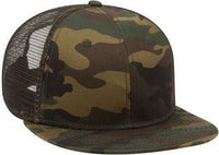 OTTO 153-1120 Otto Snap Camouflage 6 Panel Mid Profile Mesh Back Trucker Snapback Cap - Dark Green Brown Dark Olive Green | HIT a Double