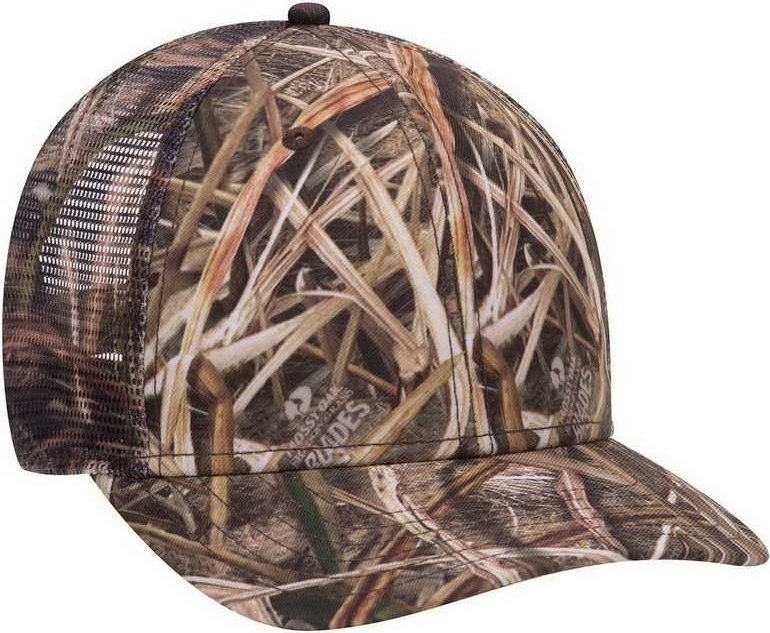 OTTO 171-1292 Mossy Oak Camouflage Superior Polyester Twill 6 Panel Low Profile Mesh Back Baseball Cap - Shadow Grass Blades | HIT a Double