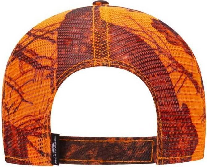 OTTO 171-1292 Mossy Oak Camouflage Superior Polyester Twill 6 Panel Low Profile Mesh Back Baseball Cap - Blaze | HIT a Double