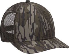 OTTO 171-1293  Mossy Oak Camouflage Superior Polyester Twill 6 Panel Low Profile Mesh Back Baseball Cap - Bottomland Dark Olive Green | HIT a Double