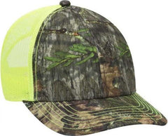OTTO 171-1293  Mossy Oak Camouflage Superior Polyester Twill 6 Panel Low Profile Mesh Back Baseball Cap - Obsession Neon Yellow | HIT a Double