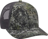 OTTO 171-1293  Mossy Oak Camouflage Superior Polyester Twill 6 Panel Low Profile Mesh Back Baseball Cap - Mountain Country Range Charcoal | HIT a Double