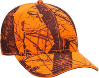 OTTO 171-1294  Mossy Oak Camouflage Superior Polyester Twill Sandwich Visor 6 Panel Low Profile Baseball Cap - Blaze | HIT a Double
