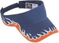 OTTO 95-543 Flame Pattern Cotton Twill Sun Visors - Navy Orange White | HIT a Double