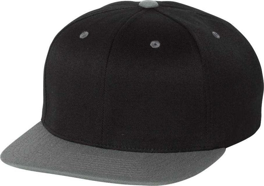 Flexfit 110 Flat Bill Snapback Cap - Black Gray | HIT a Double