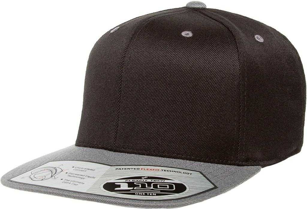 Flexfit 110 Flat Bill Snapback Cap - Black Gray | HIT a Double
