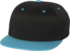Flexfit 110 Flat Bill Snapback Cap - Black Teal | HIT a Double