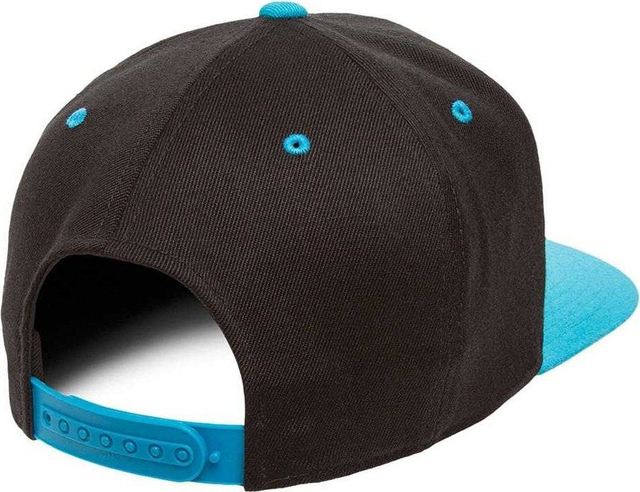 Flexfit 110 Flat Bill Snapback Cap - Black Teal | HIT a Double