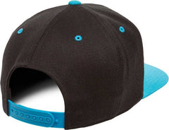 Flexfit 110 Flat Bill Snapback Cap - Black Teal | HIT a Double
