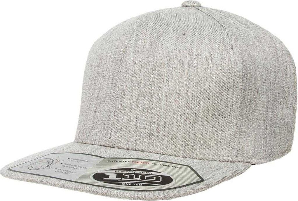 Flexfit 110 Flat Bill Snapback Cap - Heather Gray | HIT a Double