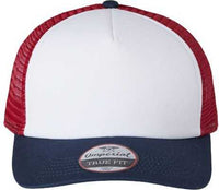 Imperial 1287 North Country Trucker Cap - White Imperial Navy Red | HIT a Double