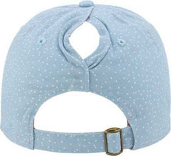 Infinity Her HATTIE Women's Garment-Washed Fashion Print Cap - Light Blue White Polka Dots | HIT a Double