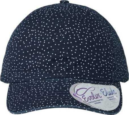 Infinity Her HATTIE Women's Garment-Washed Fashion Print Cap - Navy White Polka Dots | HIT a Double