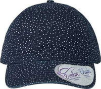 Infinity Her HATTIE Women's Garment-Washed Fashion Print Cap - Navy White Polka Dots | HIT a Double