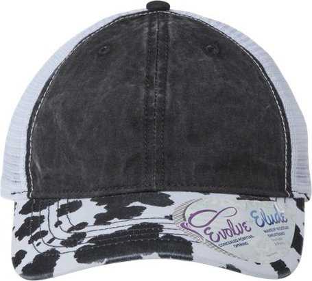 Infinity Her JANET Women's Animal Print Mesh Back Cap - Black Cow White | HIT a Double