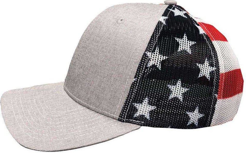 Kati S700M Printed Mesh Trucker Cap - Heather/ USA Flag | HIT a Double