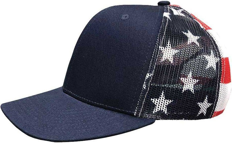 Kati S700M Printed Mesh Trucker Cap - Navy/ USA Flag | HIT a Double
