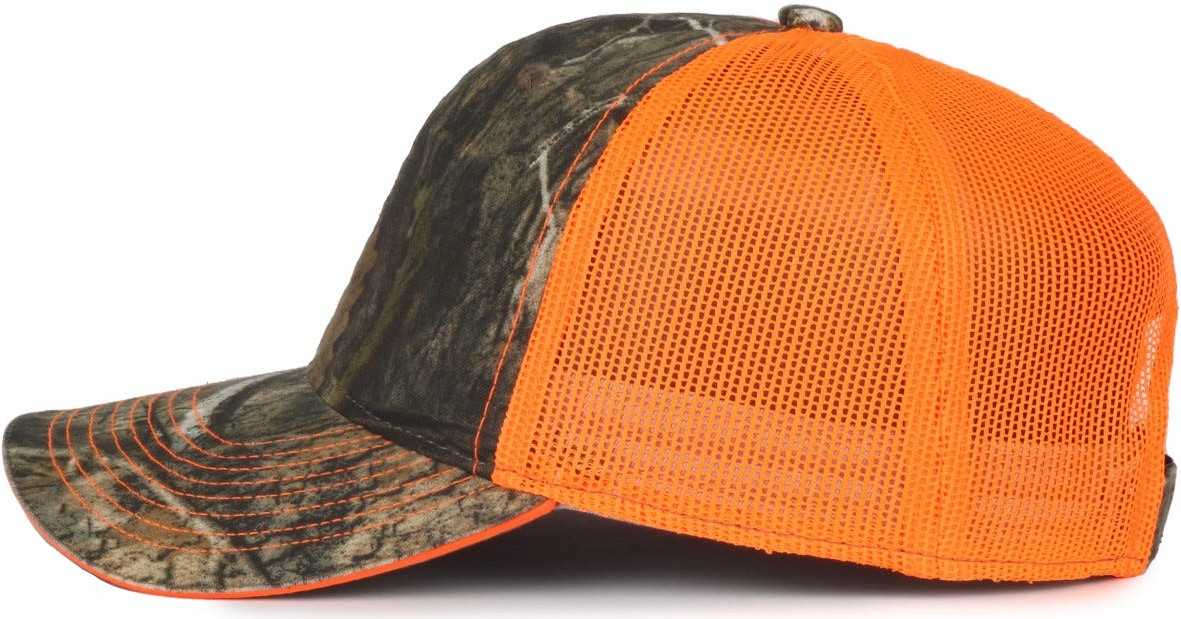 OC Sports CGWM-301 Adjustable Mesh Back Cap - Mossy Oak Country DNA Neon Orange - HIT a Double - 6