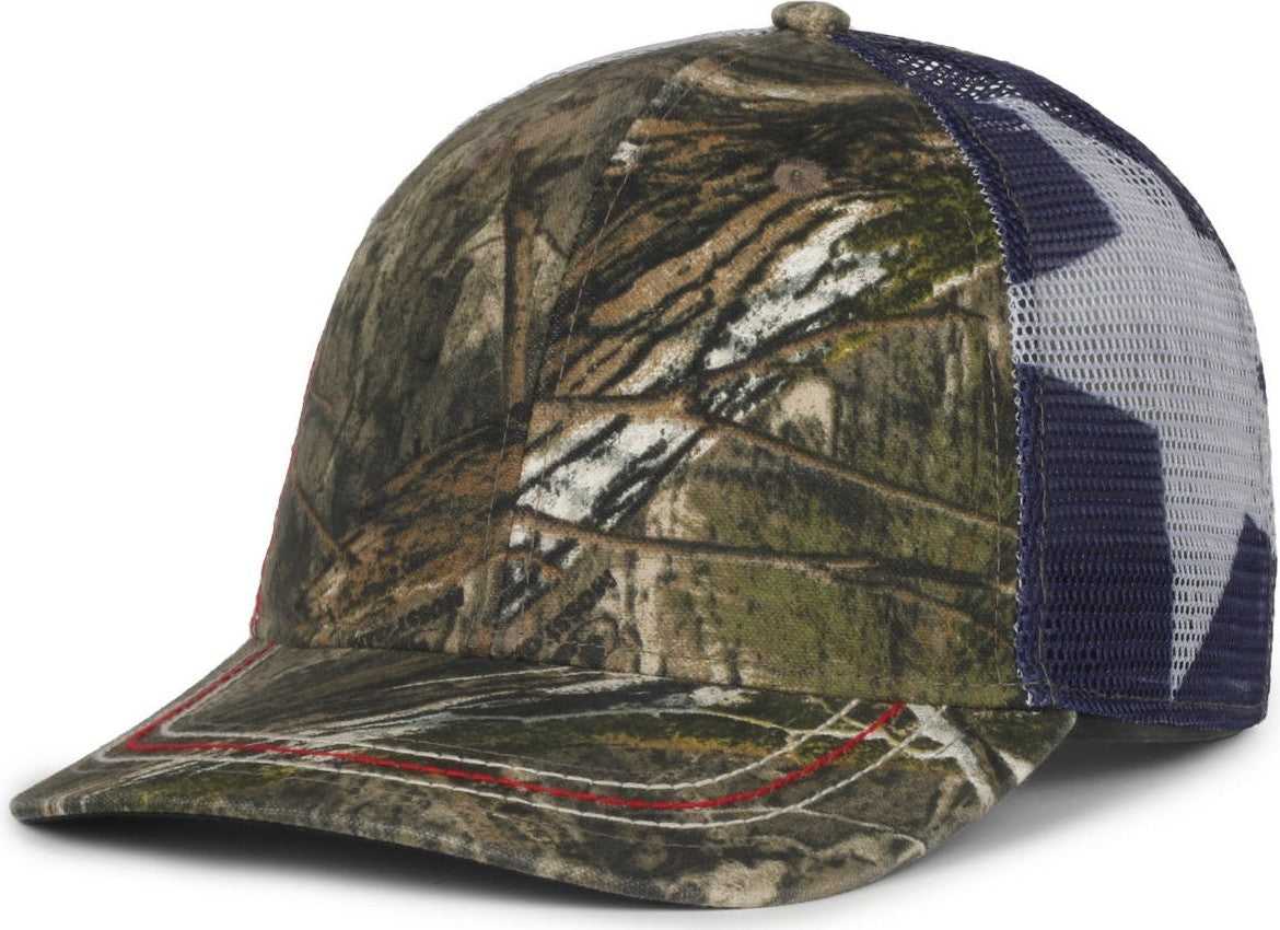 OC Sports CWF-400M Adjustable Mesh Back Cap - Mossy Oak Country DNA Texas Flag | HIT a Double