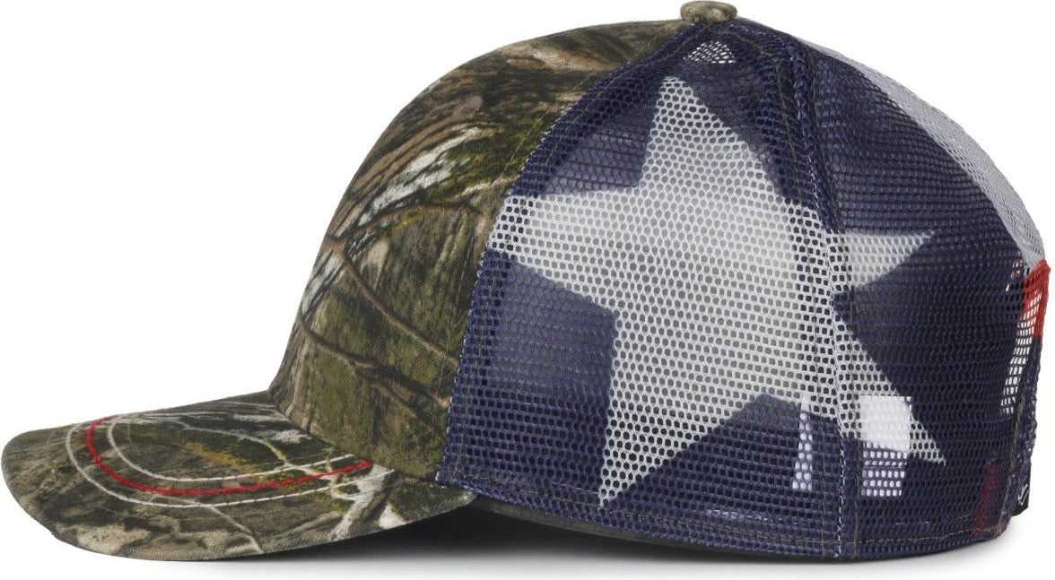 OC Sports CWF-400M Adjustable Mesh Back Cap - Mossy Oak Country DNA Texas Flag | HIT a Double