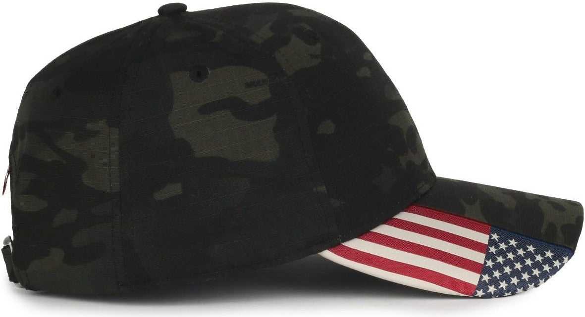 OC Sports CWF-405 Multicam Cap with Flag Visor Cap - Multicam Black | HIT a Double