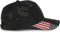 OC Sports CWF-405 Multicam Cap with Flag Visor Cap - Multicam Black | HIT a Double