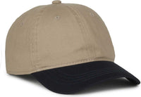 OC Sports GWT-111 Adjustable Strap Garment Wash Cotton Cap - Khaki True Navy | HIT a Double