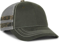 OC Sports HPC-400M Weathered Cotton Mesh Back Cap - Olive Light Gray Mossy Oak Country Dna - HIT a Double - 1