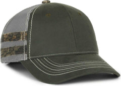 OC Sports HPC-400M Weathered Cotton Mesh Back Cap - Olive Light Gray Mossy Oak Country Dna - HIT a Double - 1