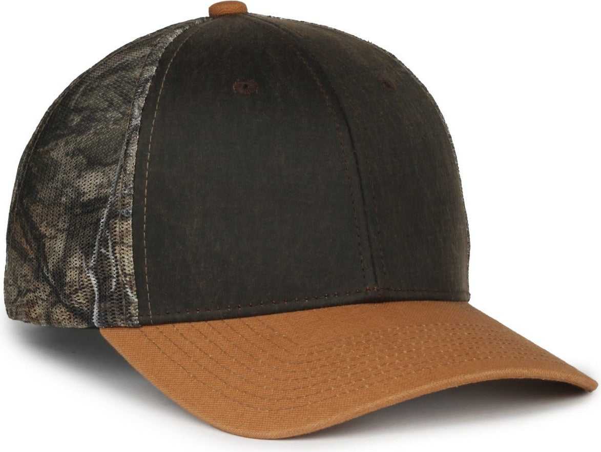 OC Sports HPC-615M Premium Rugged Camo Trucker Cap - Brown Mossy Oak Country Dna Brown | HIT a Double