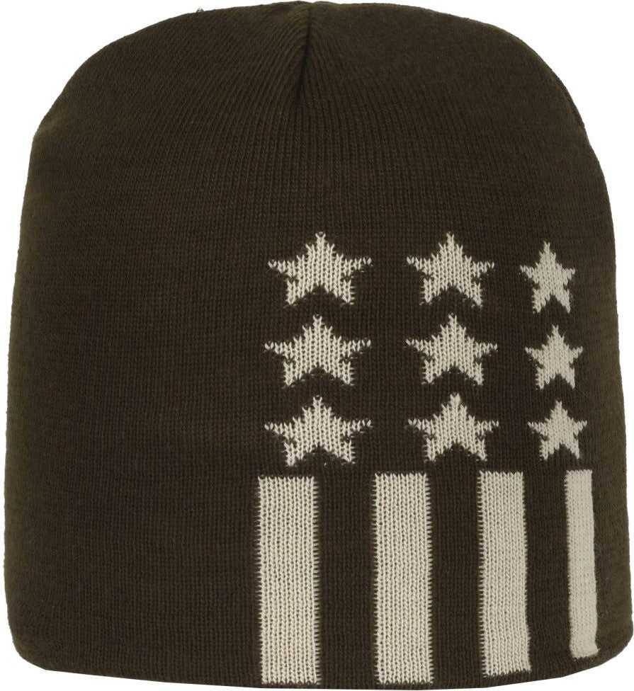 OC Sports KN-STAR01 Patriotic Beanie - Olive - HIT a Double - 2
