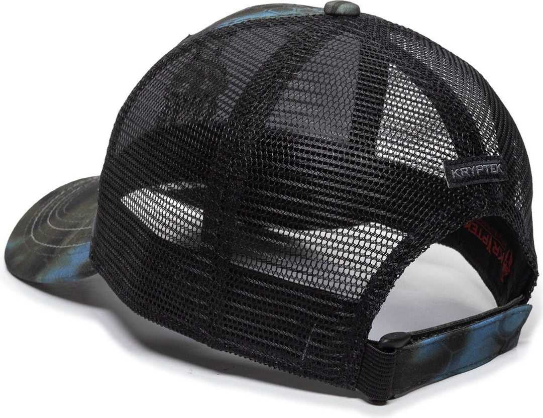 OC Sports KRY-027 Low Crown Polyester Camo Front Mesh Back Cap - Kryptek Neptune Black - HIT a Double - 6