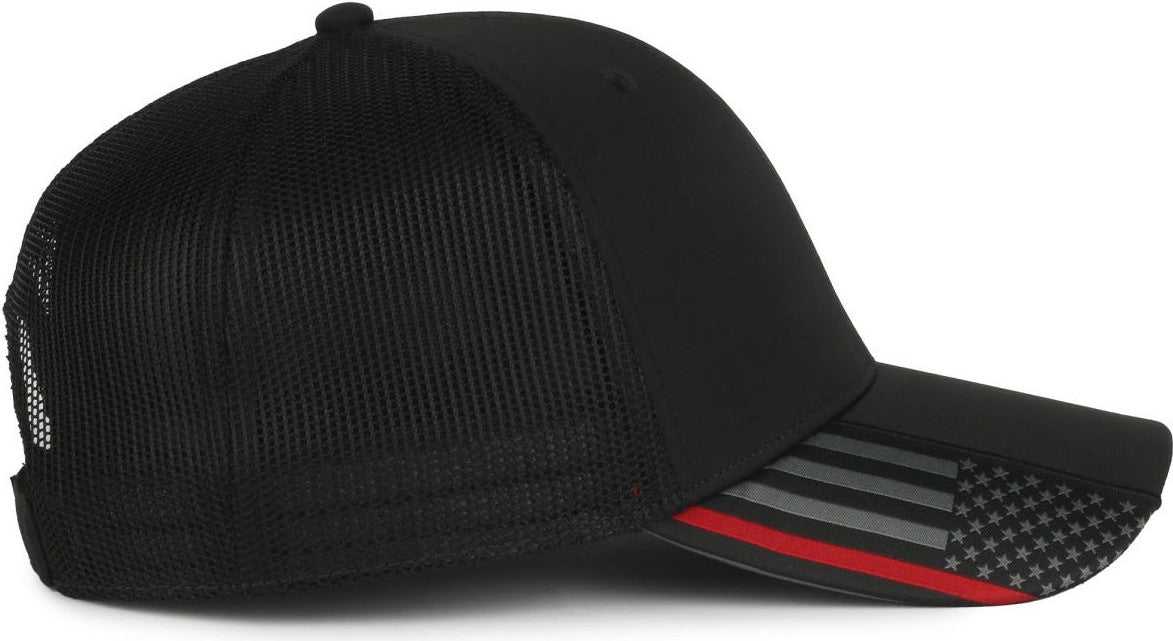 OC Sports OC601M Performance Service Flag Insert Mesh Back Cap - Black Black  Fire | HIT a Double