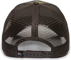 OC Sports OC802 Adjustable Etched Camo Canvas Front Panels Mesh Back Cap - Light Brown Brown | HIT a Double