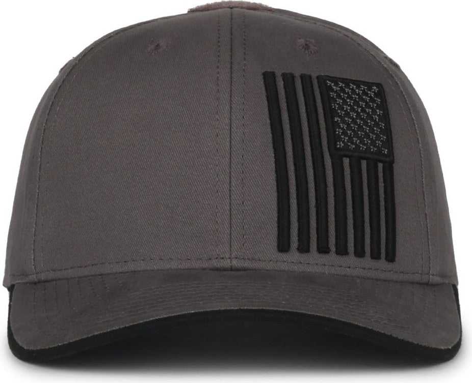 OC Sports USA-180 Mid Crown Structured Flag Cap - Charcoal - HIT a Double - 2