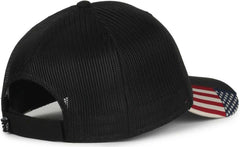 OC Sports USA-300M Brushed Twill with Flag Visor Insert Cap - Black Black | HIT a Double