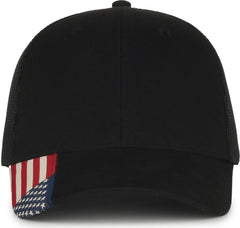 OC Sports USA-300M Brushed Twill with Flag Visor Insert Cap - Black Black | HIT a Double