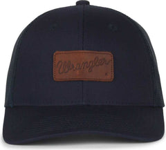 OC Sports WRA-103 Wranger Leather Patch Trucker Cap - Navy Navy | HIT a Double