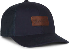 OC Sports WRA-103 Wranger Leather Patch Trucker Cap - Navy Navy | HIT a Double