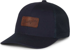 OC Sports WRA-103 Wranger Leather Patch Trucker Cap - Navy Navy | HIT a Double